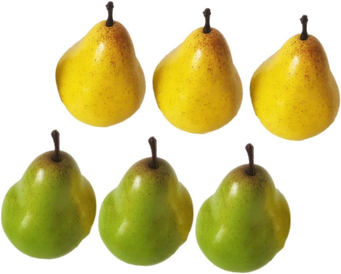 6Pcs Lifelike Faux Pears for Home Office Garden Kitchen Wall Art