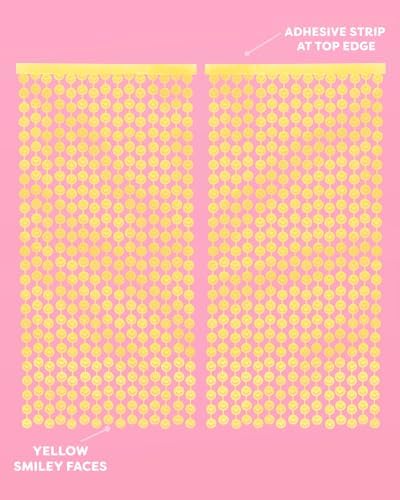 Xo Fetti Smiley Foil Curtains Set of 2 Yellow