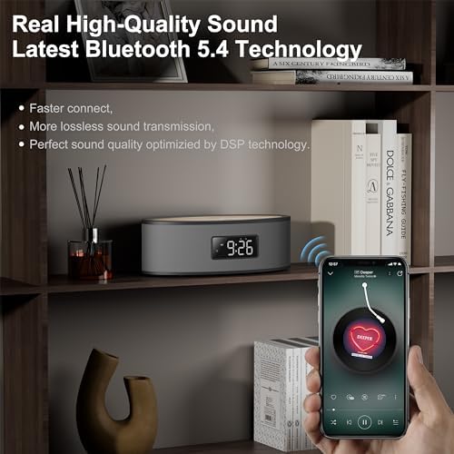 KEiiD Bluetooth Clock Radio Speaker with Dual Alarms and FM Radio