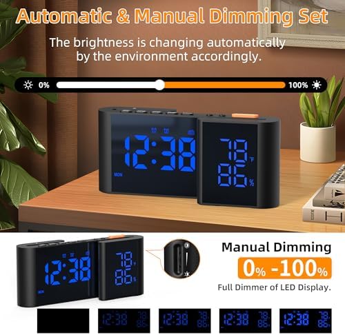 Vauno Alarm Clock Radio with USB Port and Bright Display