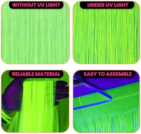 Glow in The Dark Fluorescent Curtains 2 Pack Green
