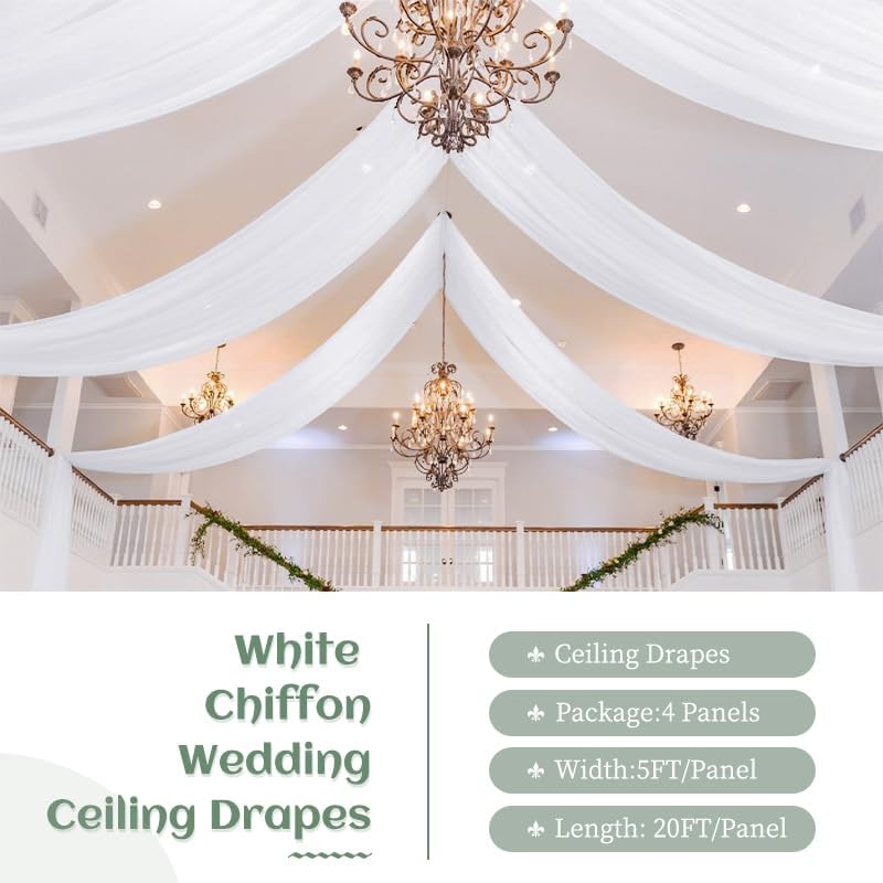 6 Panels White Ceiling Drapes Wedding Decorations