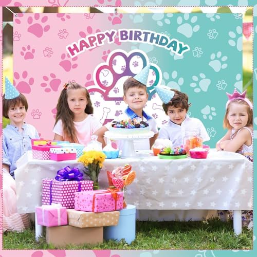Newwiee Dog Paw Birthday Backdrop Banner