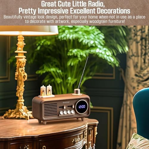 Retro Radios FM Portable Bluetooth Speaker with Night Light and Clock Display