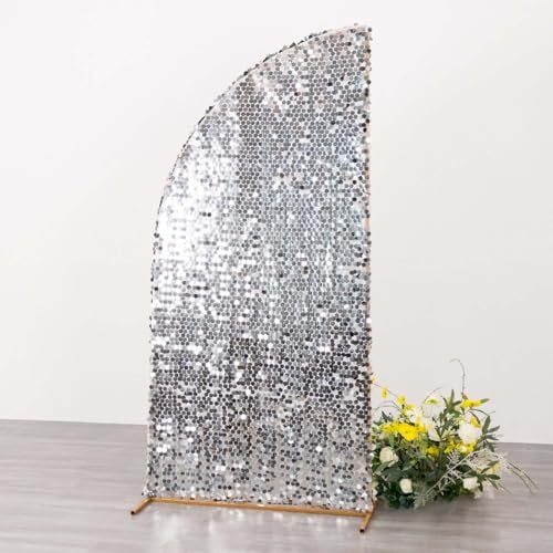 Efavormart 6ft Silver Sequin Chiara Backdrop Stand Cover
