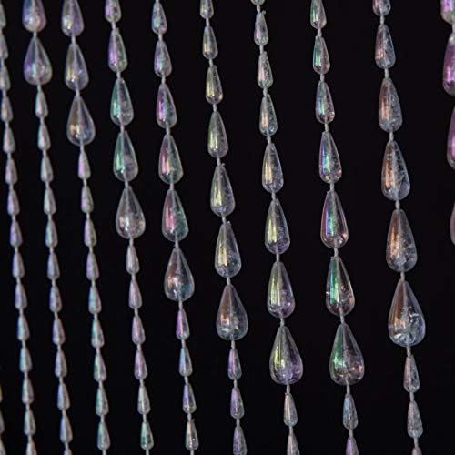 FlavorThings 3FTx 9FT Iridescent Raindrop Beaded Curtain Door Divider