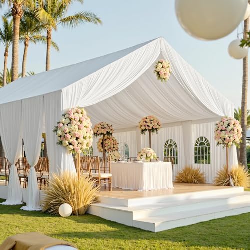 PartyVillage 20ft x 40ft White Ceiling Drapes 4 Panels