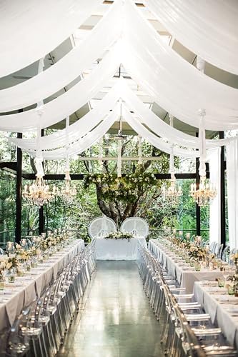 6 Panels White Ceiling Drapes for Wedding Ceremony