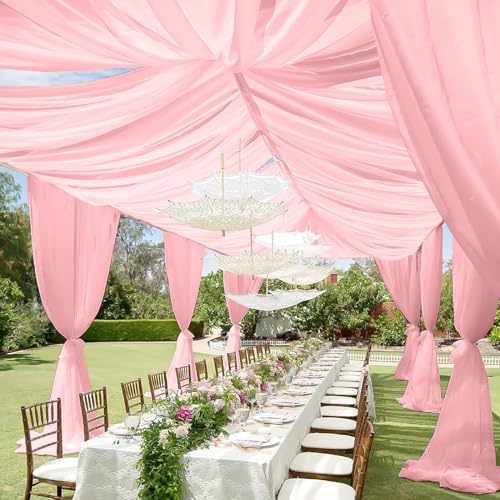 6 Panels Dusty Rose Ceiling Drapes for Wedding and Events