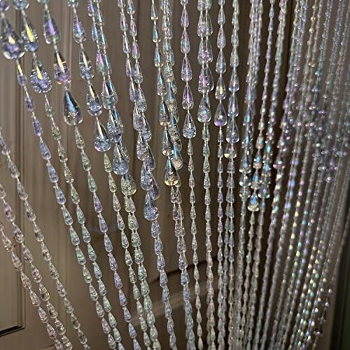 FlavorThings 3FTx 9FT Iridescent Raindrop Beaded Curtain Door Divider