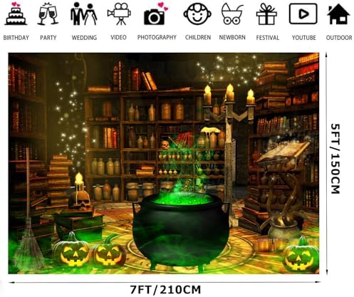 Witch Halloween Backdrop 7x5ft Spooky Party Banner F204
