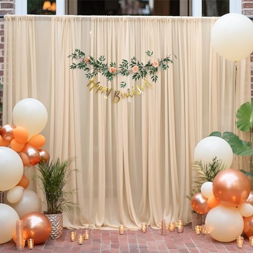 20ft X 10ft Champagne Tulle Backdrop for Parties and Weddings