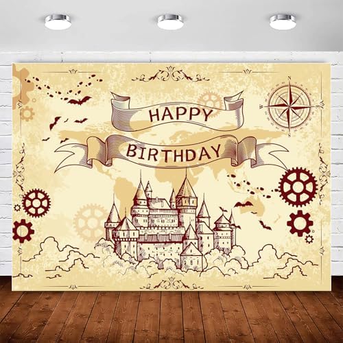 Wizard Birthday Backdrop Banner Boys Girls Party Decorations 7x5ft