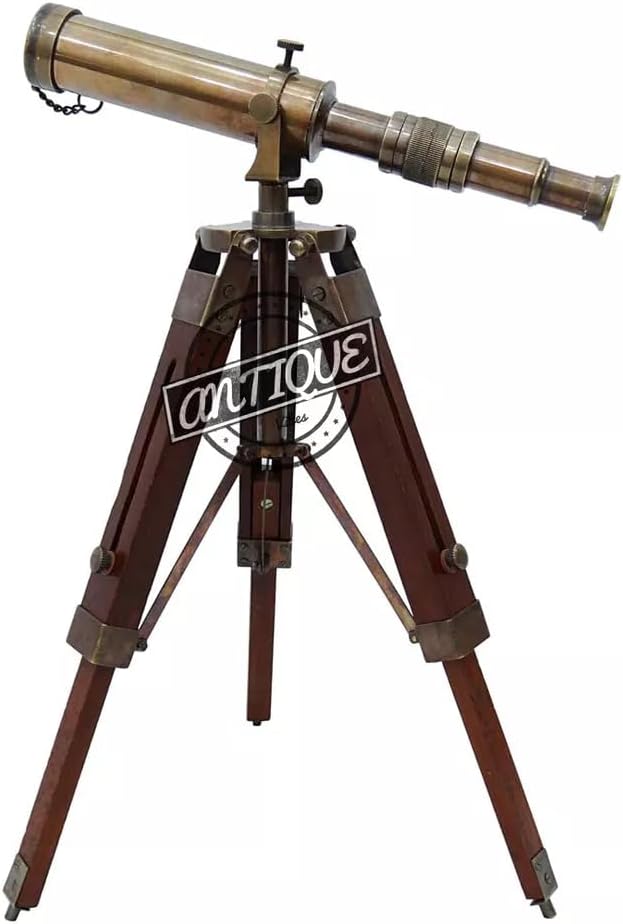 Blackperlcrafts Brass Telescope with Wooden Tripod