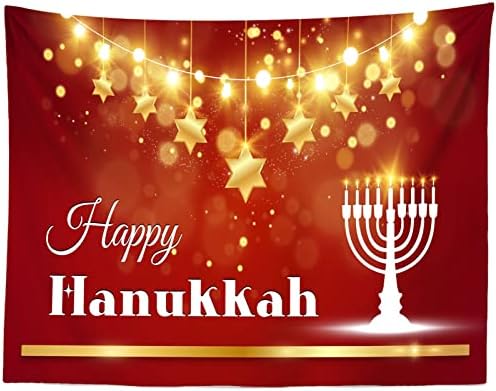 BELECO 8x6ft Hanukkah Photo Backdrop with Golden Stars
