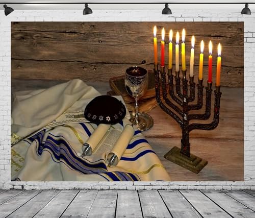 8x6ft Fabric Hanukkah Backdrop with Menorah