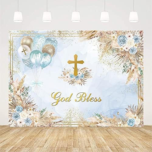 7x5ft Boho Baptism Backdrop for Photography and Party Decor