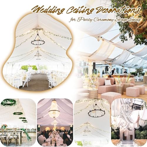 6 Panels White Ceiling Drapes for Wedding Ceremony