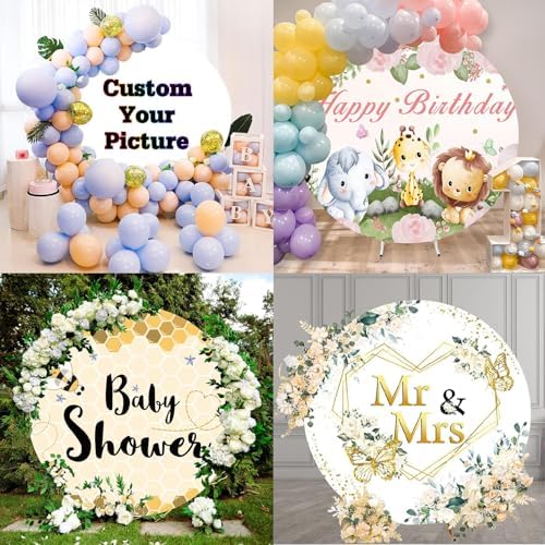 CORFOTO 8ft Custom Round Backdrop for Events and Decor