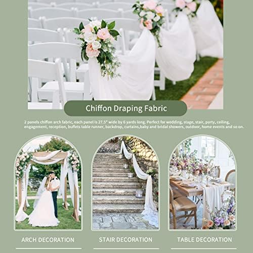 White Chiffon Arch Drapes 2 Panels 6 Yards Sheer Backdrop
