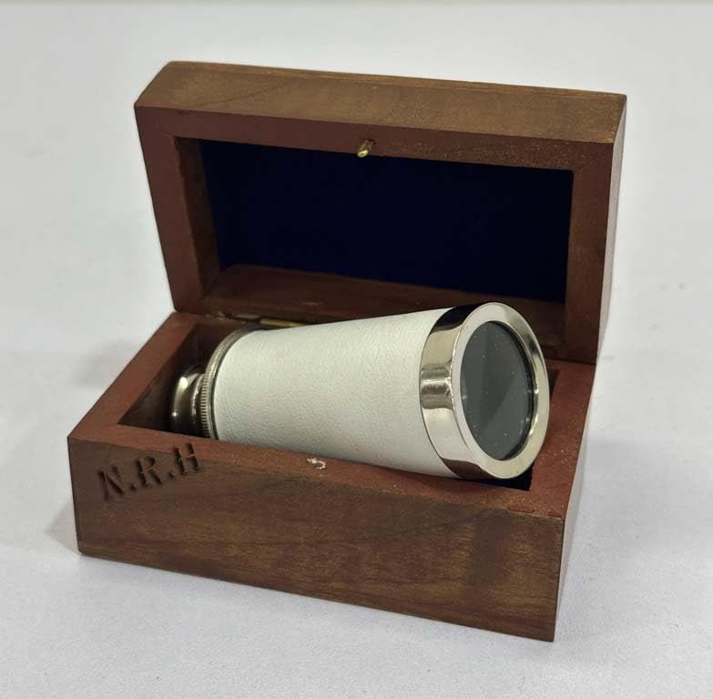 Brass Spyglass Telescope with Wooden Box
