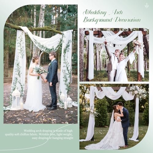 4 Panels White Polyester Wedding Arch Draping Fabric 28x20 Feet Each