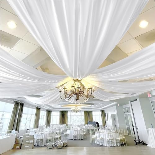 6 Panels White Ceiling Drapes Wedding Decorations