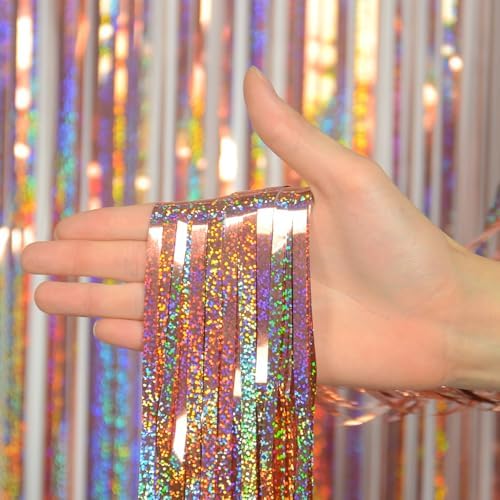 Foil Fringe Curtains 3 Pack for Birthday Party Decorations