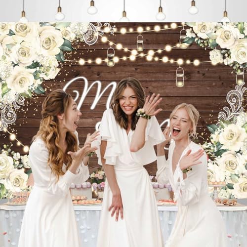 7x5ft Floral Mr And Mrs Photo Booth Backdrop