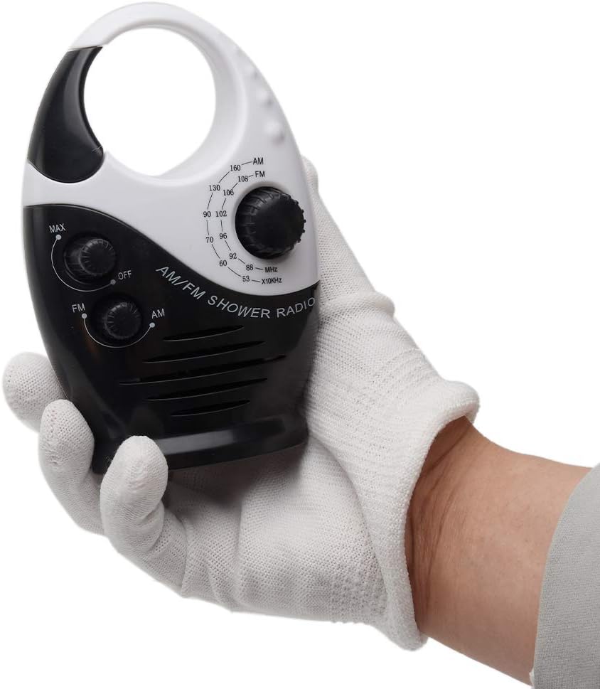 Pilarmuture Waterproof Shower Radio with Adjustable Volume and AMFM Tuning Black
