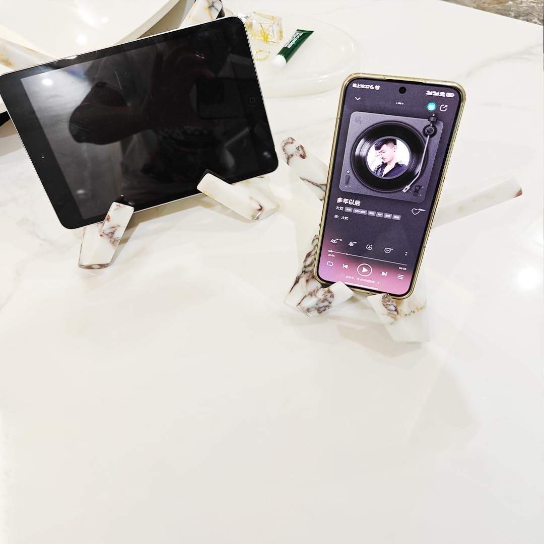 Natural Marble Stand for Phones Tablets and Decor