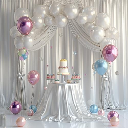 10ft x 10ft Satin Wedding Backdrop Drapes 2 Panels White TAYBSDJ042