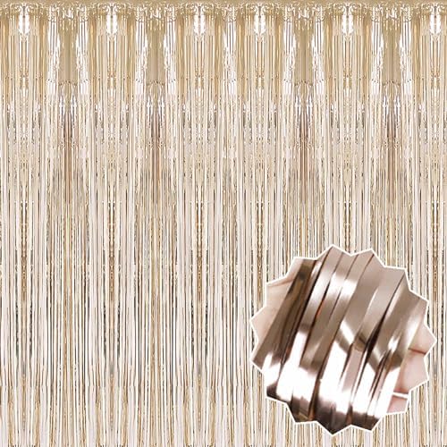 3 Pack Champagne Gold Foil Streamers Curtain