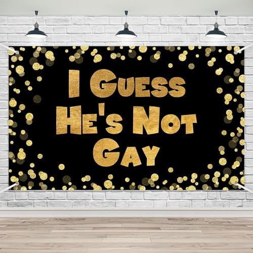 Lofaris Funny Bachelor Party Banner - Extra Large Gold Glitter and Black Backdrop