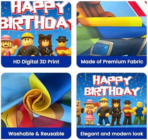 Gaming Birthday Decorations Pixel Backdrop Banner for Boys 6x4ft