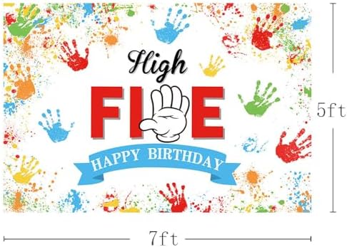 MEHOFOND 5th Birthday Rainbow Party Backdrop 7x5ft