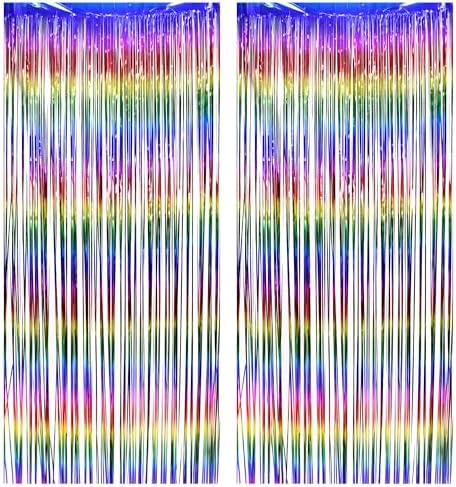 BRAVESHINE Fringe Backdrop Tinsel Foil Curtains - 2 Pack