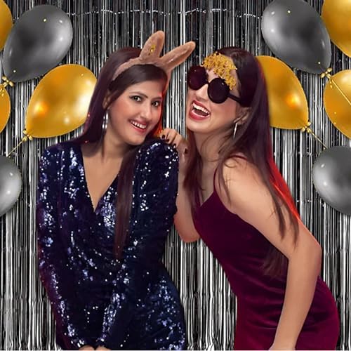 Braveshine Black Halloween Party Foil Curtains 2 Pack
