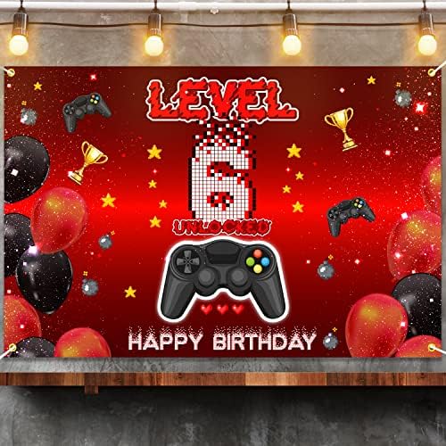Level 6 Unlocked Birthday Backdrop Banner Decor