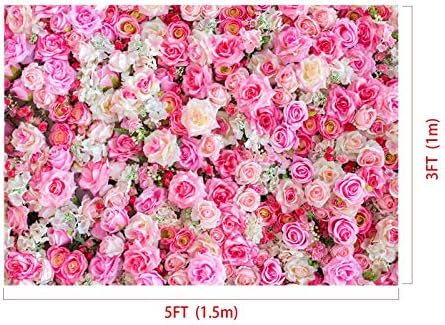 XLL 3D Pink Rose Photo Background 5x3ft Vinyl