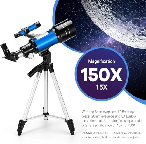 Alkinshue 70mm Aperture Refractor Telescope for Kids and Beginners