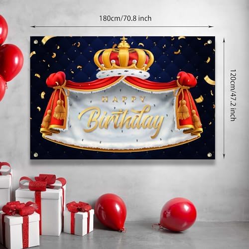 Royal King Prince Birthday Banner Backdrop with Golden Crown Cloak