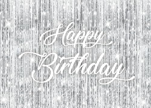 Silver Flash Happy Birthday Backdrop 7x5FT