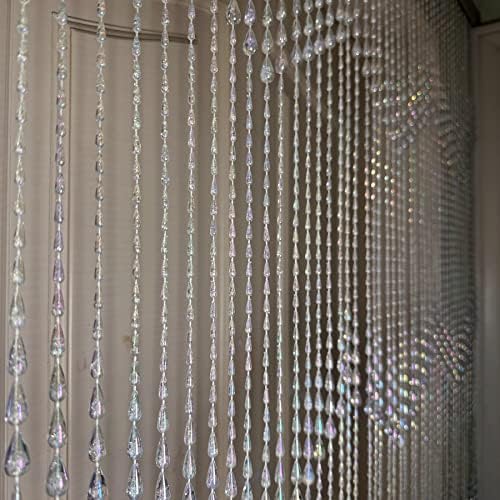 FlavorThings 3FTx 9FT Iridescent Raindrop Beaded Curtain Door Divider