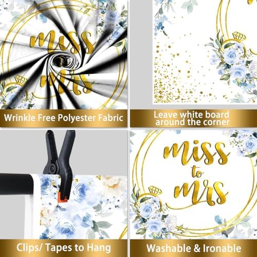 10x7ft Blue Floral Backdrop for Wedding and Photo Events
