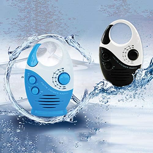 Pilarmuture Waterproof Shower Radio with Adjustable Volume and AMFM Tuning Black