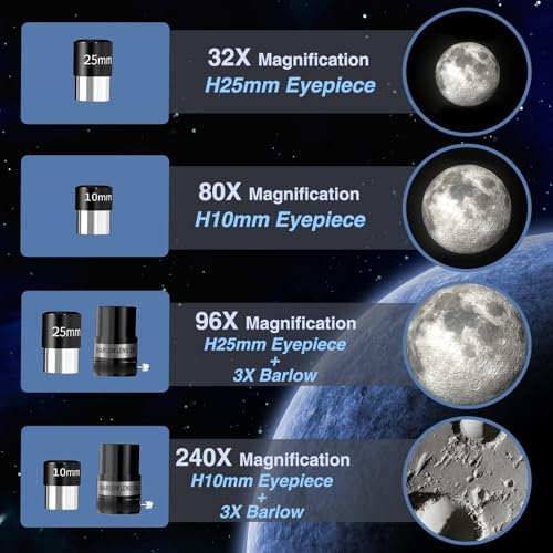 NACATIN 90mm Refractor Telescope with 32X-240X Magnification