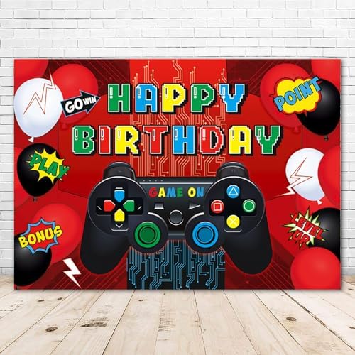 Video Game Birthday Party Backdrop Banner 5x3ft Foldable Gaming Theme