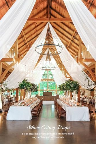 4 Panels White Ceiling Drapes for Wedding Decorations