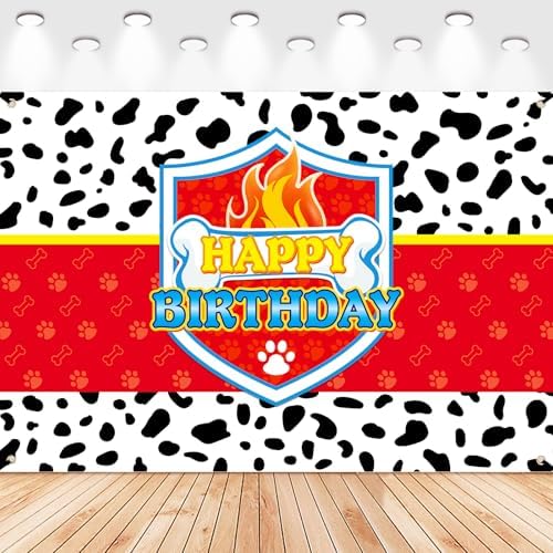5x3ft Red Dog Paw Birthday Party Decor Backdrop